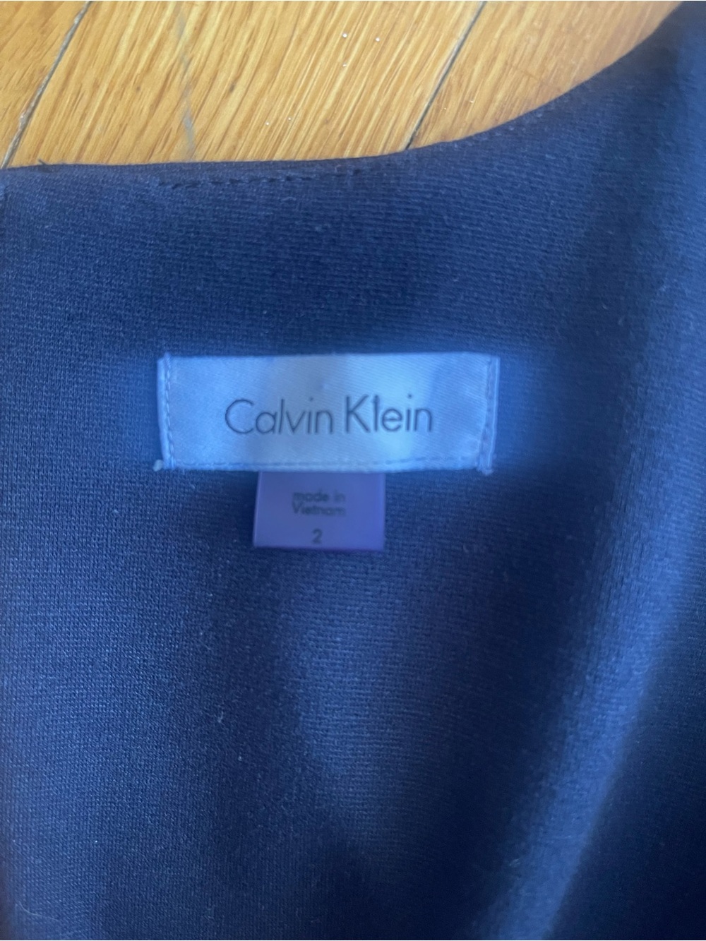 Calvin Klein Navy Midi Sheath Dress with Gold Ring Detail- NEW WITHOUT TAGS - Picture 2 of 7